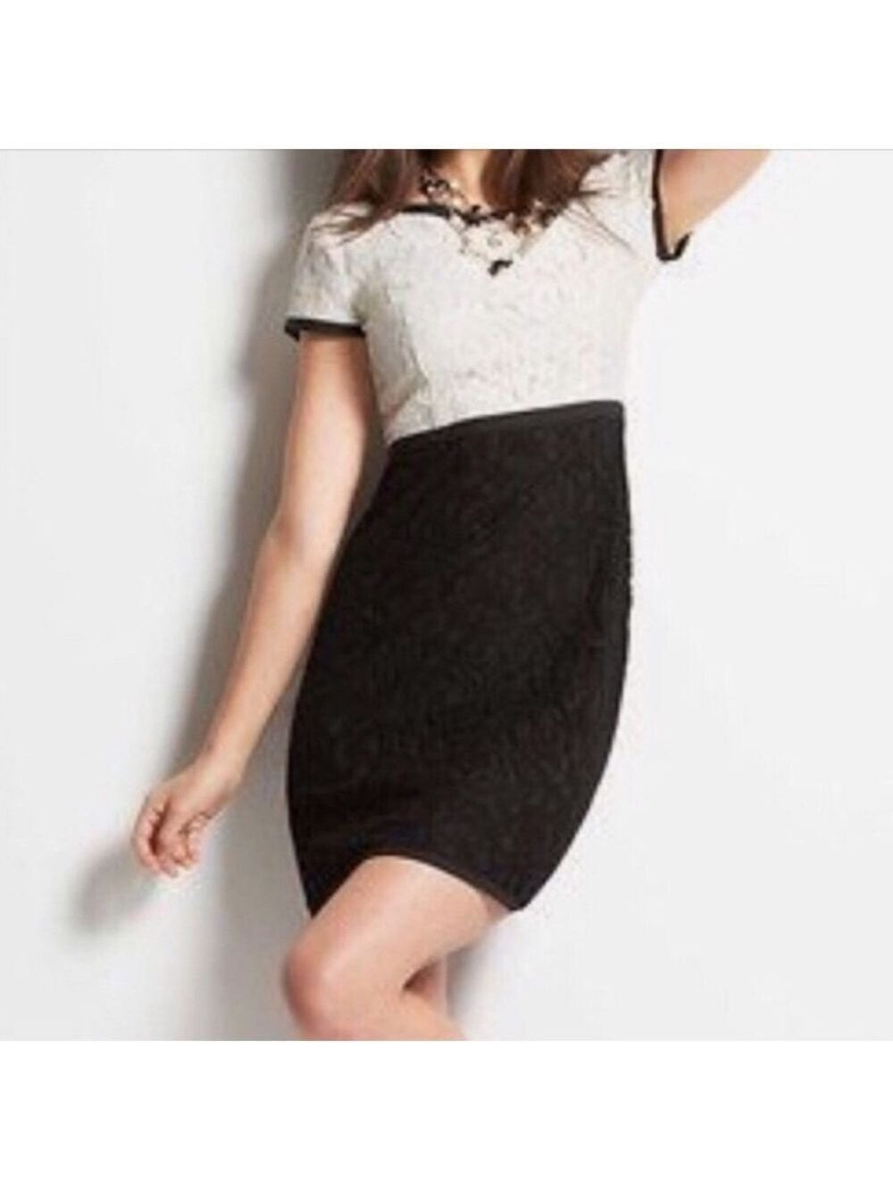 Ann Taylor Black and White Lace Dress, Size 4